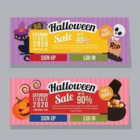 halloween horizontal banner template black cat vector