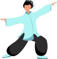 girl performs qigong and kung fu exercises vector