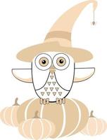 owl on pumpkins vector