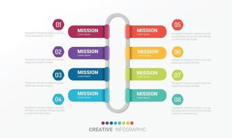 Plantilla de diseño infográfico con opción de números 8. vector