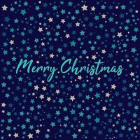 Merry Christmas Greeting Card with Lettering and Stars vector