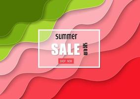 Summer background with abstract watermelon on paper craft style vector