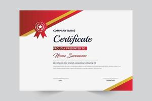 certificado de reconocimiento plantilla color rojo y dorado elegante vector