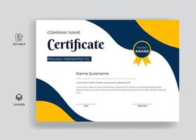 certificado de reconocimiento diseño de plantilla de premio vector