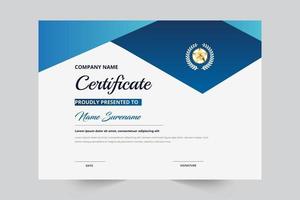 Certificate Template With Badge, Blue Gradient Color Template vector