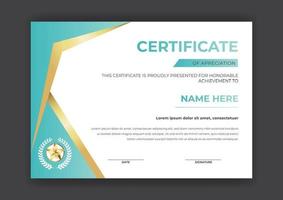 Certificate template with  badge and gold color modern  vector design