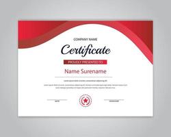 Red Color Certificate Of Appreciation Template Design vector