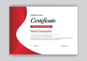 Certificate template with red color modern shape vector design