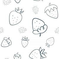Line Art Doodle Strawberries Seamless Pattern vector