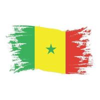 Senegal Flag With Watercolor Brush vector