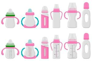 big colored kit baby milk in bottle with rubber pacifier vector