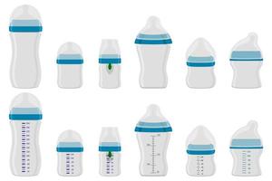 big colored kit baby milk in bottle with rubber pacifier vector