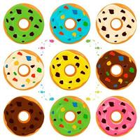 Illustration on theme big set different types sticky donuts vector