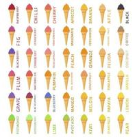 Big colorful set different types natural ice cream vector