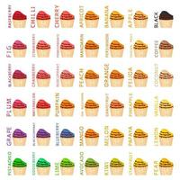 Big colorful set different types natural ice cream vector