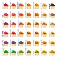 Big colorful set different types natural ice cream vector