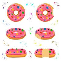 Illustration on theme big set different types sticky donuts vector