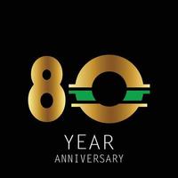 80 Year Anniversary Logo Vector Template Design Illustration Color