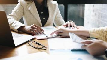 Businessman and Accountant checking data photo