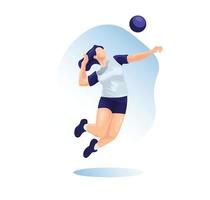 volleyball Girl player hits the ball  vector