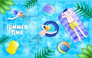 Summer Time with Swimming Pool Background Template vector