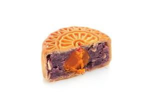 Chinese moon cake purple sweet potato and egg yolk flavour photo