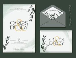 Wedding card invitation, floral and leaf design vector ornament.