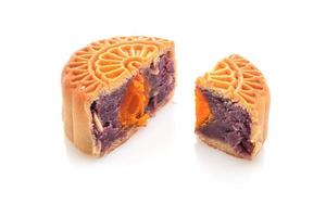 Chinese moon cake purple sweet potato and egg yolk flavour photo