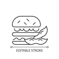 icono lineal de hamburguesa de soja vector