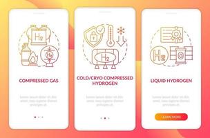 H2 storage approaches onboarding mobile app page screen vector