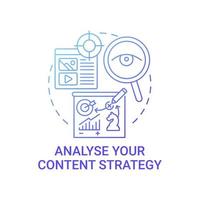 Analizar el icono del concepto de estrategia de contenido vector