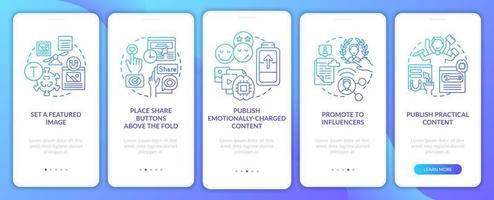 Create trending content onboarding mobile app page screen vector