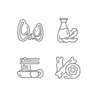 Soy meals linear icons set vector