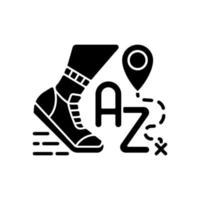 Alphatourism black glyph icon vector