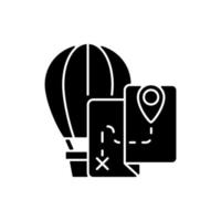 Hot air balloon tourism black glyph icon vector