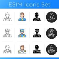 Cruise staff icons set vector