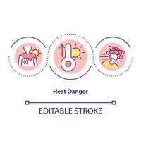 icono de concepto de peligro de calor vector