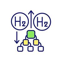 Converting microbial biomass to hydrogen RGB color icon vector