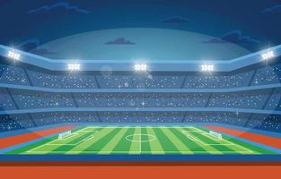 estadio de fútbol para el campeonato en el paisaje nocturno. vector