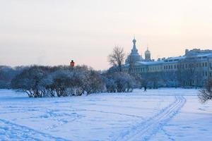 The Field of Mars covered with snow at sunset, St. Petersburg, Russia photo