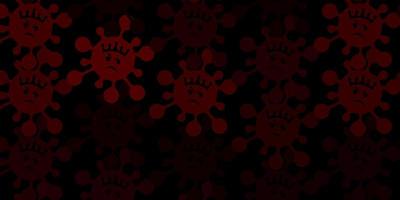 Dark red vector background with covid-19 symbols.