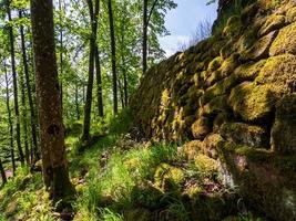 Ruinas del castillo medieval de Nidek en las montañas Vosgos, Alsacia