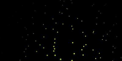 Plantilla de vector verde oscuro, amarillo con estrellas de neón.