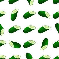 Ilustración sobre el tema del pepino verde patrón brillante vector