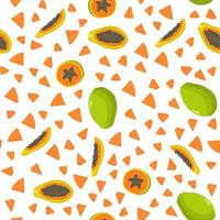 Illustration on theme big colored seamless papaya vector