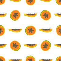 Illustration on theme big colored seamless papaya vector