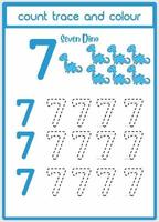 Count Traces and Colors dino number 7 vector