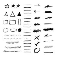 Hand drawn ink strokes. Symbol set of vector grunge brushes