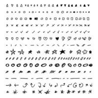 Hand drawn arrow set, abstract shapes doodle, collection sketch vector