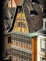 Aerial view of the city of Strasbourg. Sunny day. Red tiled roofs. photo